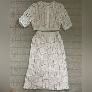 Ba&sh cropped top and skirt set worn 2x